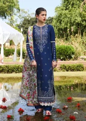 Hussain Rehar Spring/Summer Luxury Lawn – Cyan