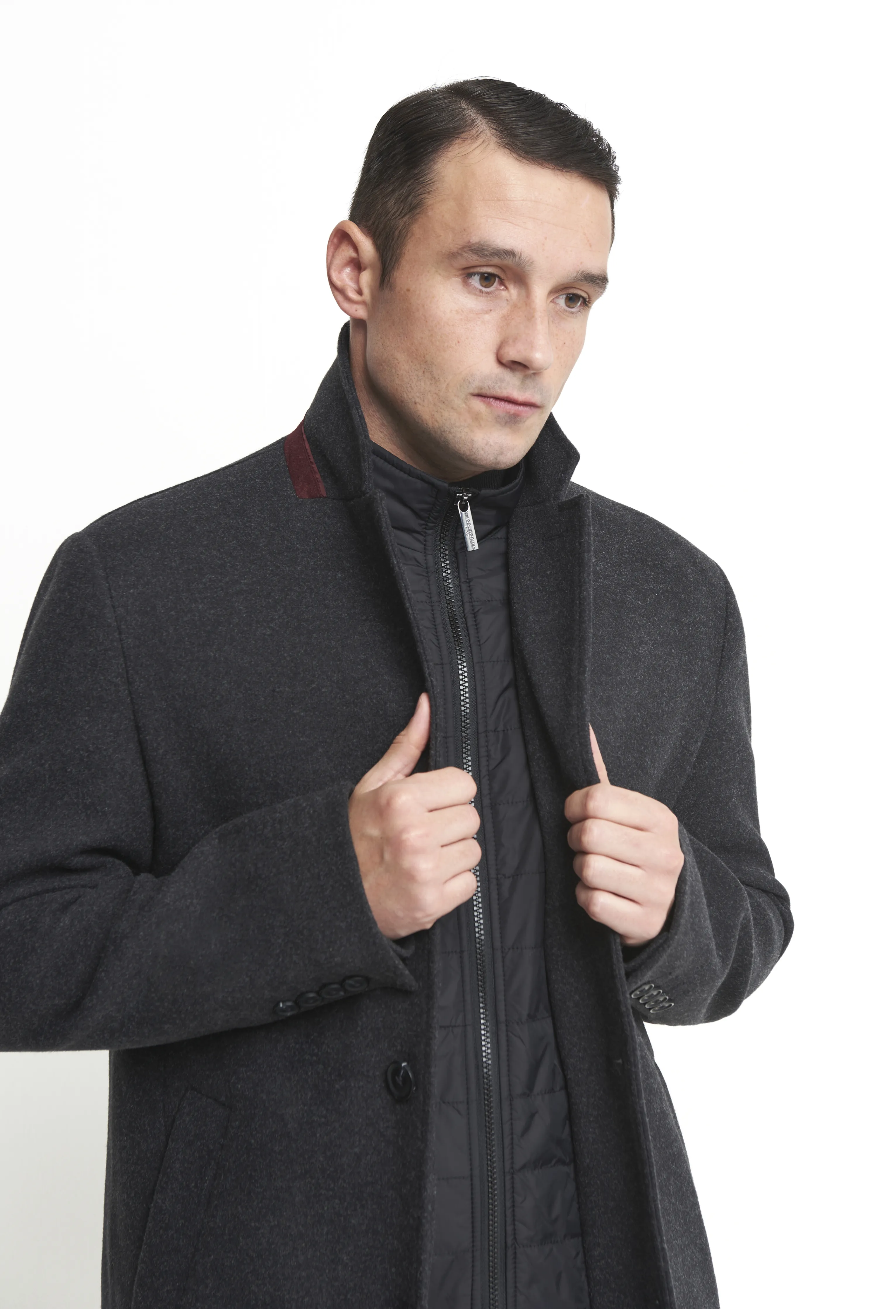 Johan Insert Coat in Charcoal