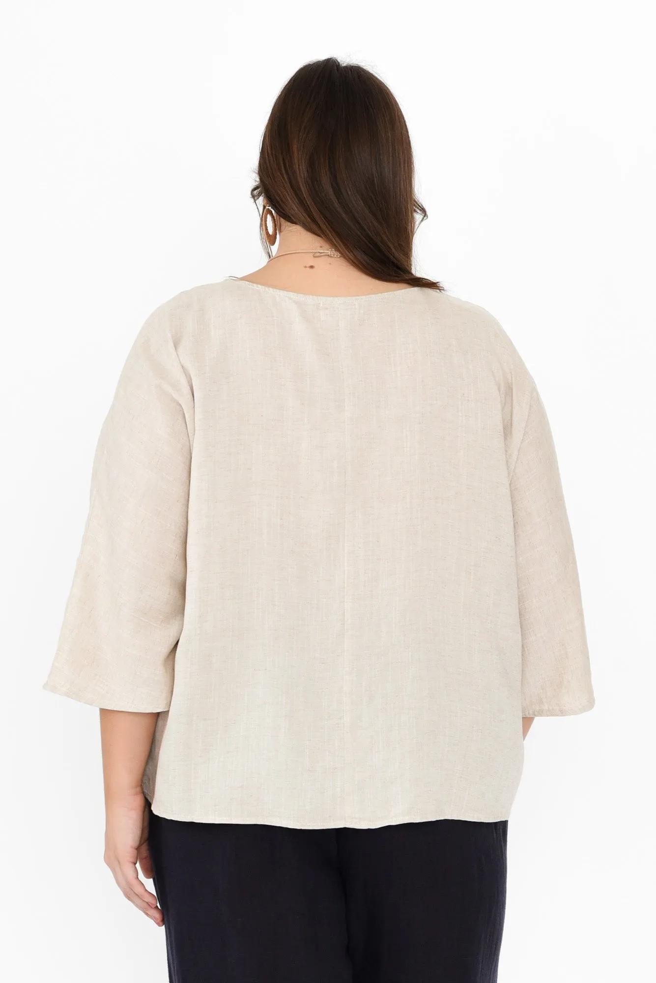 Johanna Beige Linen Blend Top