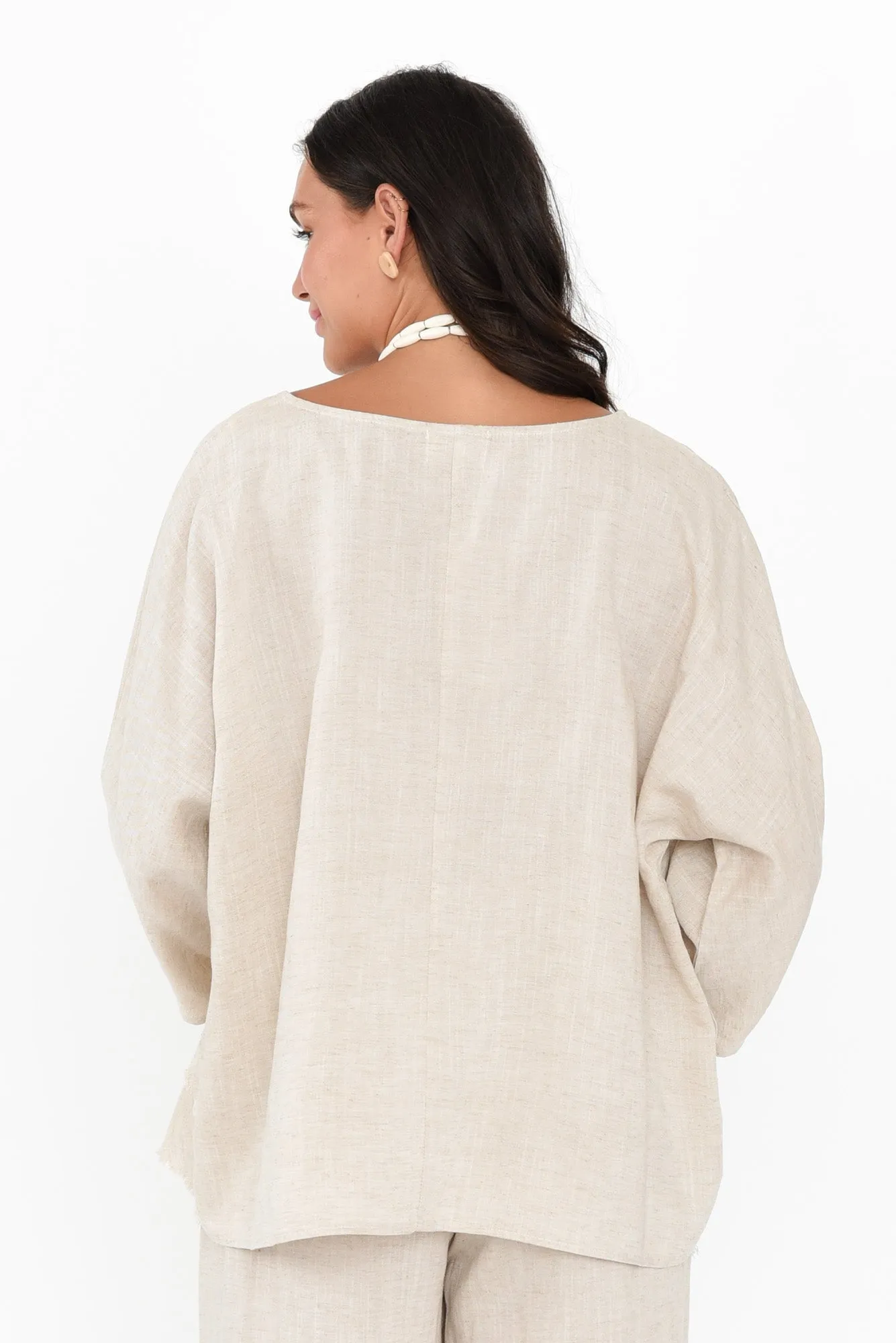 Johanna Beige Linen Blend Top