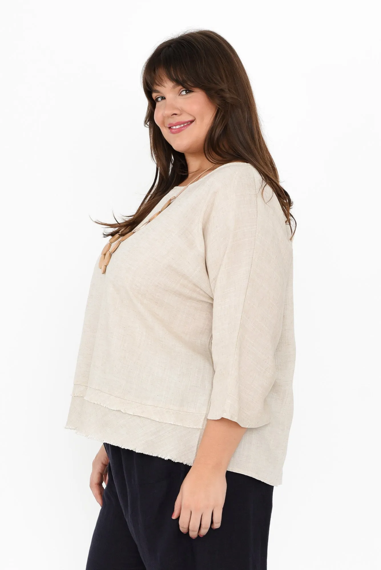 Johanna Beige Linen Blend Top