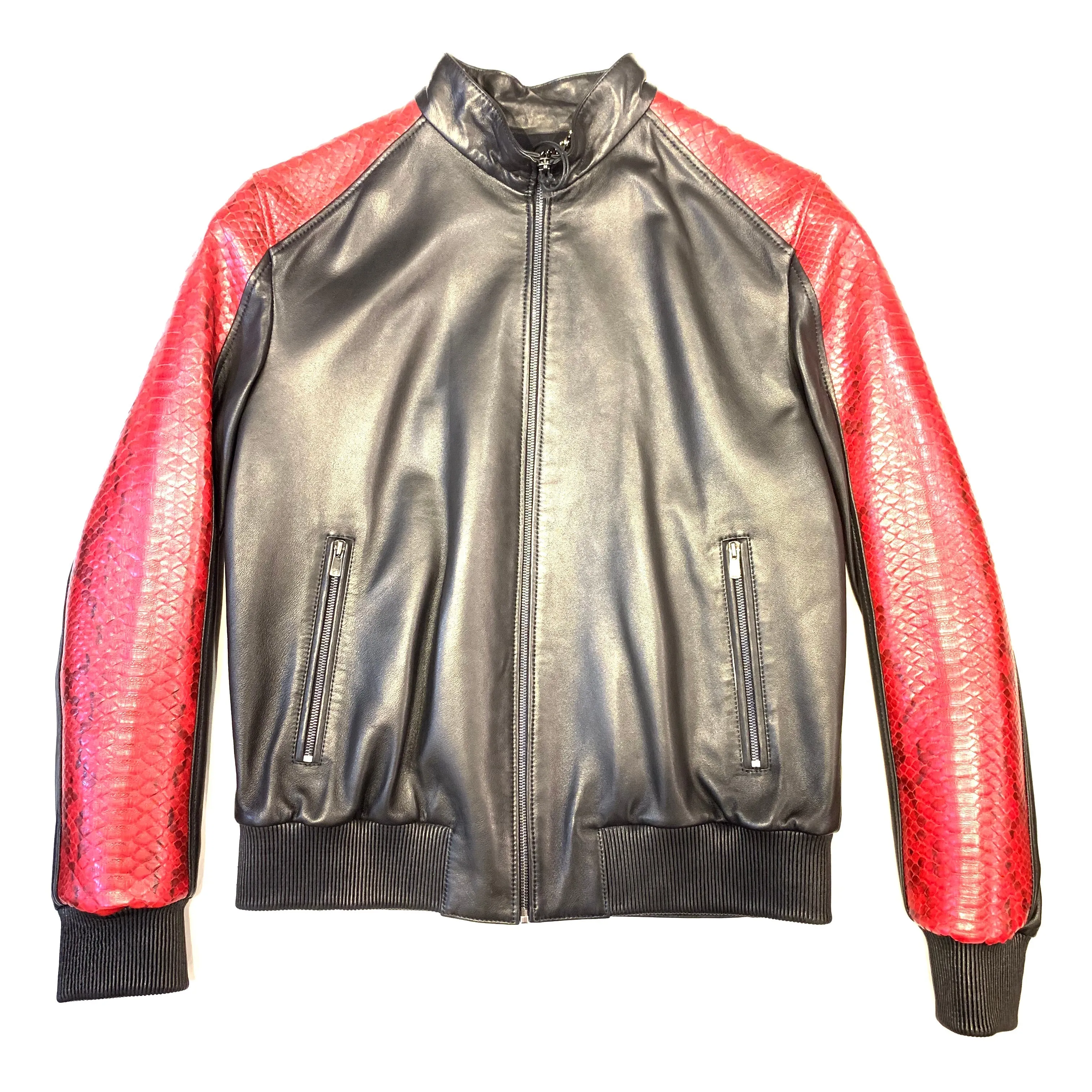 Kashani Black Red Python MA-1 Bomber Jacket