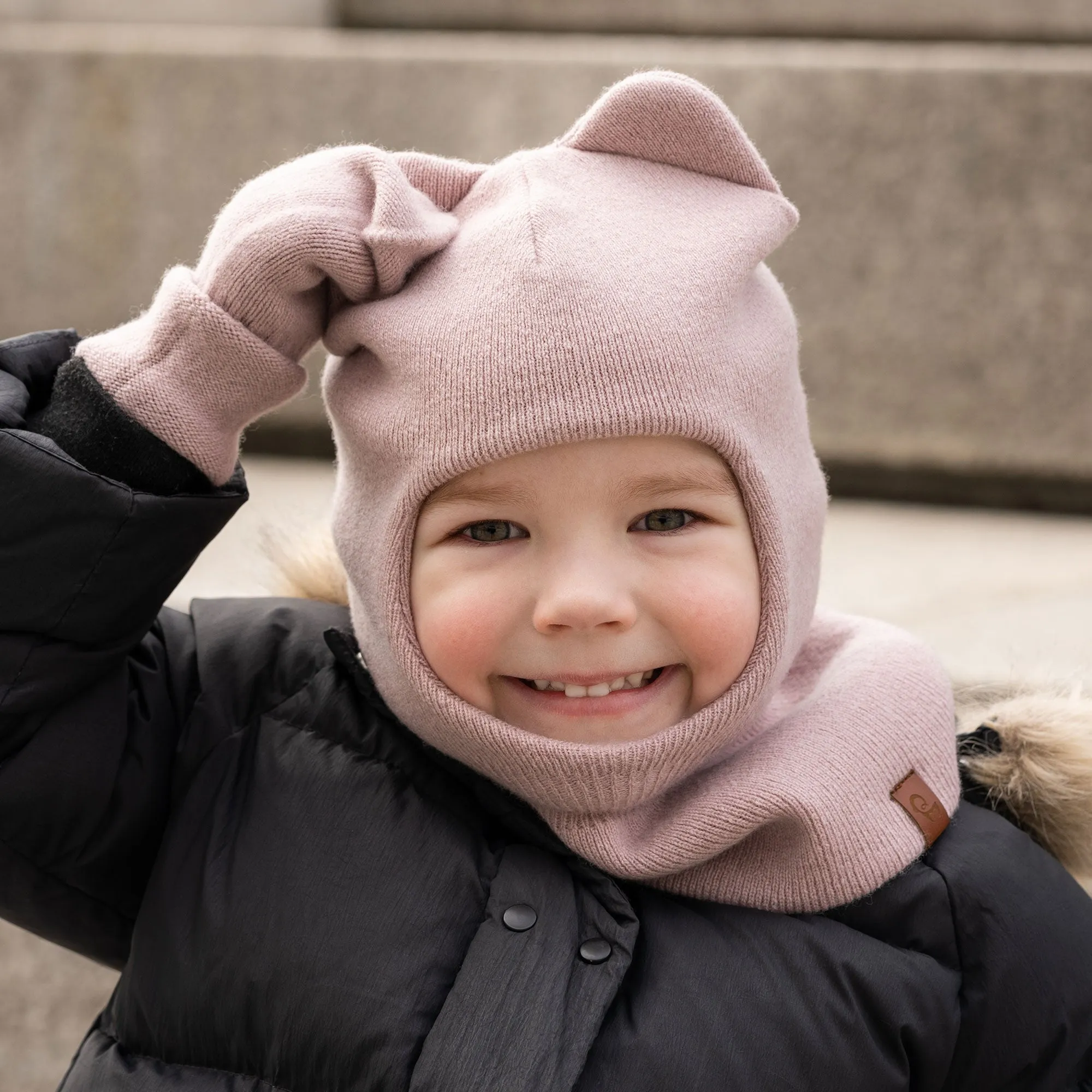 Kids' Knit Balaclava & Mittens Cashmere Blend 2-Piece