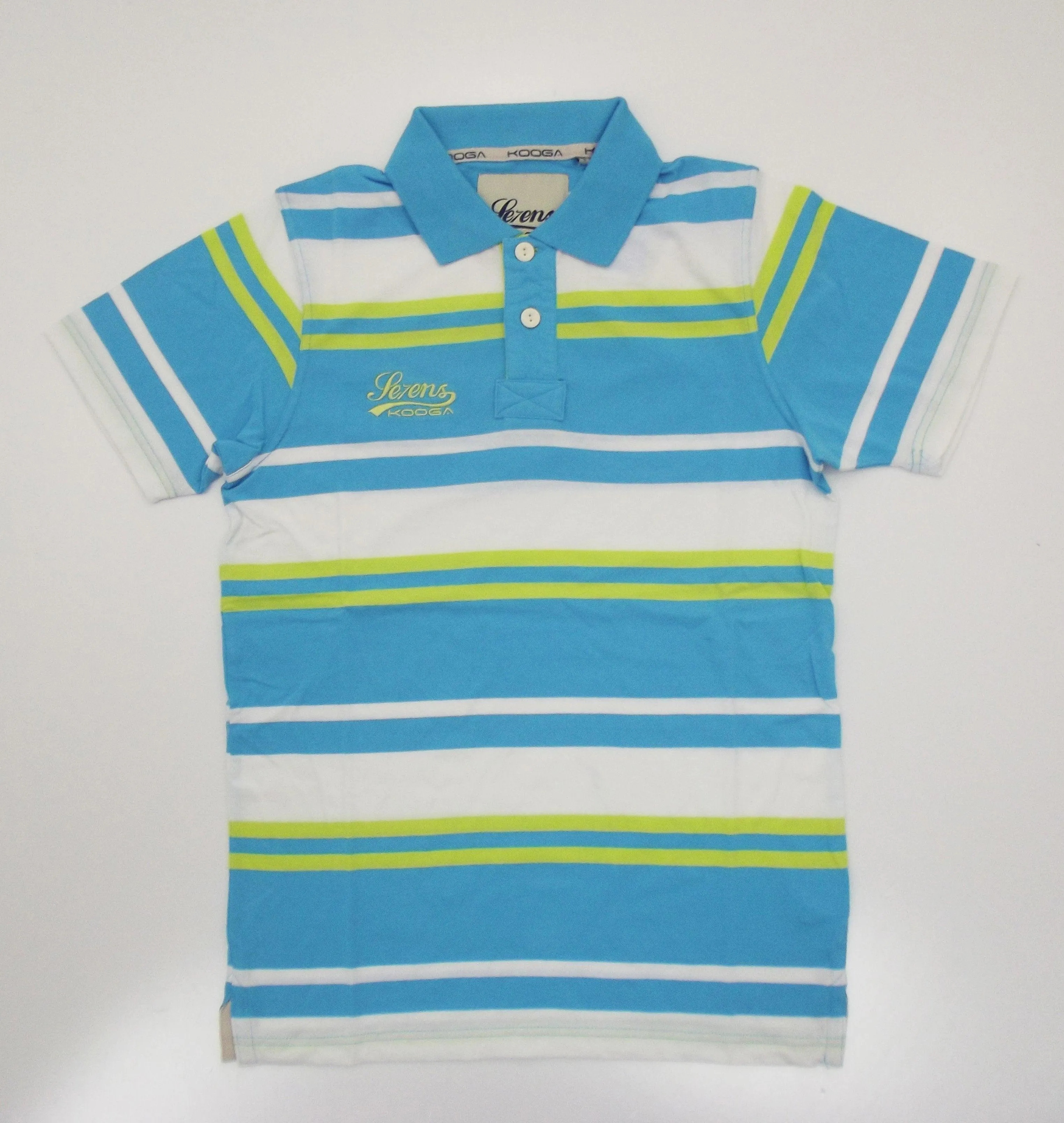 Kooga Se7ens Adults SS14 Cyan/Lime/White Polo