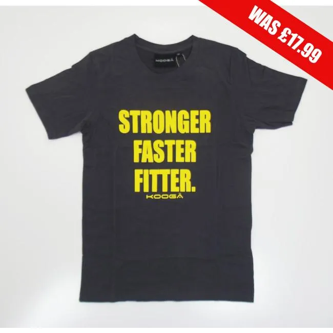 Kooga Stronger Faster Fitter Adults SS14 Charcoal/Yellow T-Shirt