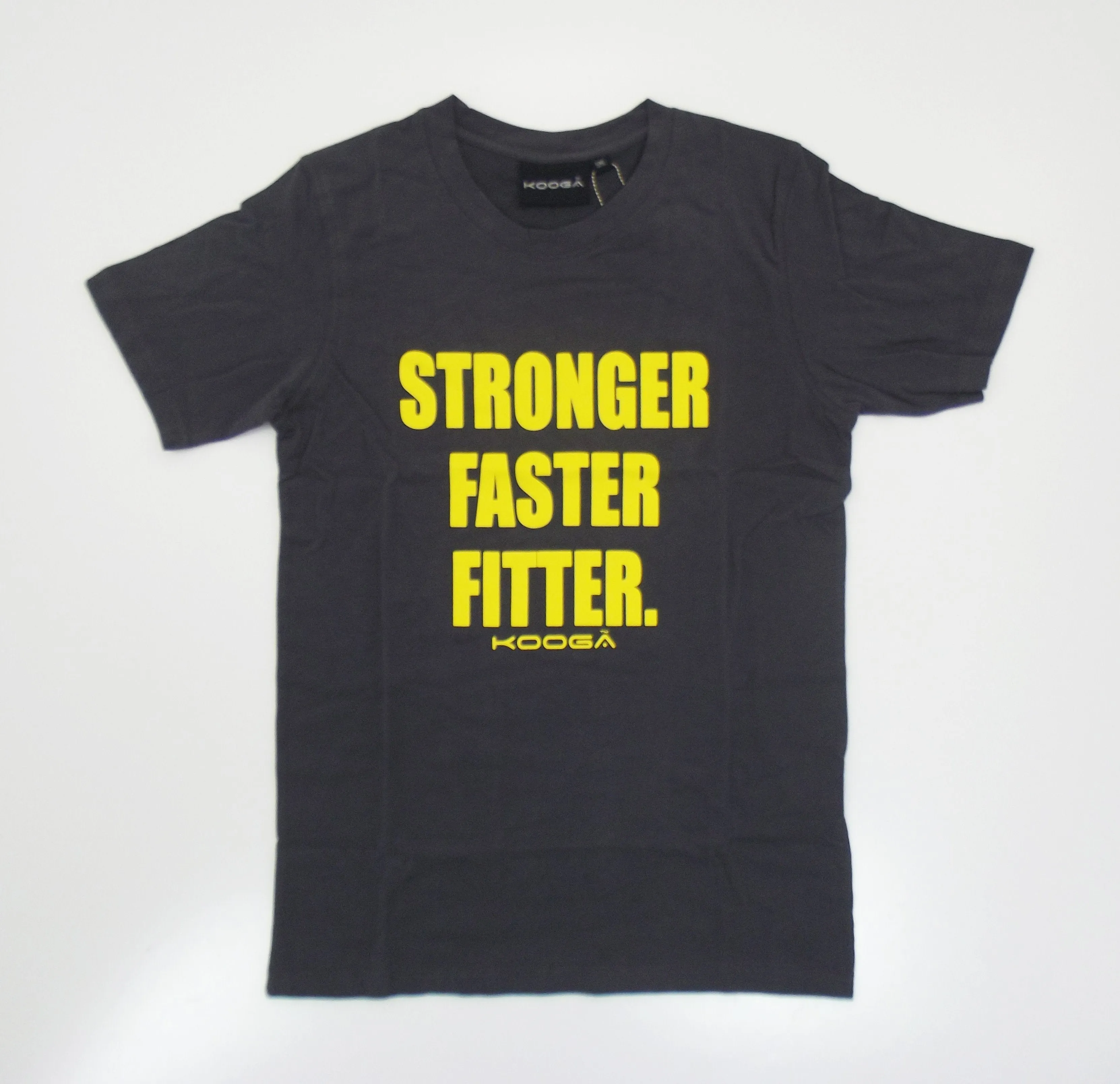 Kooga Stronger Faster Fitter Adults SS14 Charcoal/Yellow T-Shirt