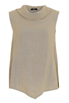 LINEN SLEEVELESS COWL TOP