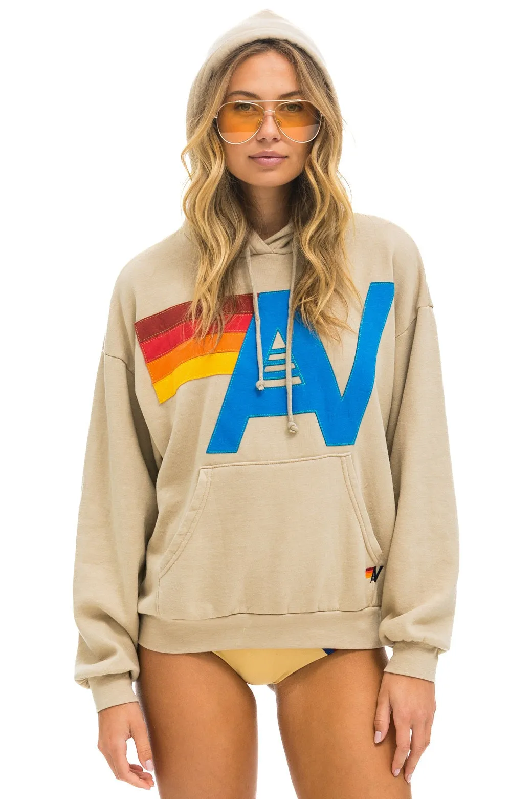 LOGO STITCH PULLOVER RELAXED HOODIE - SAND