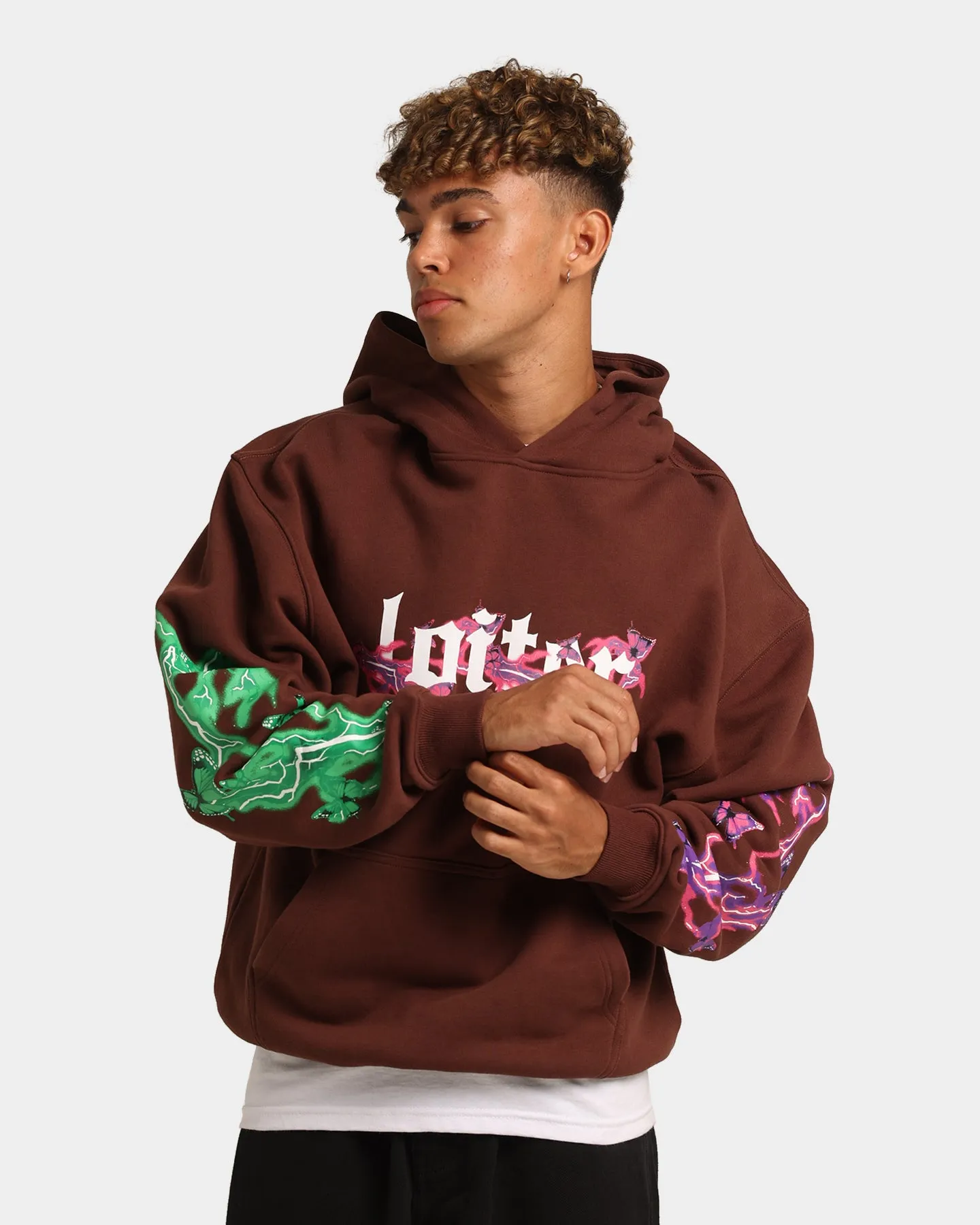 Loiter Electro Butterfly Hoodie Brown