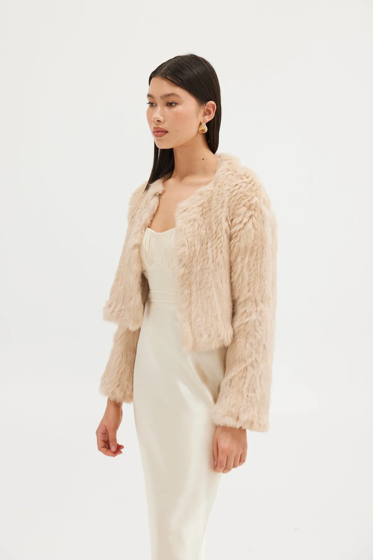 Lola Crop Jacket - Creme Brulee