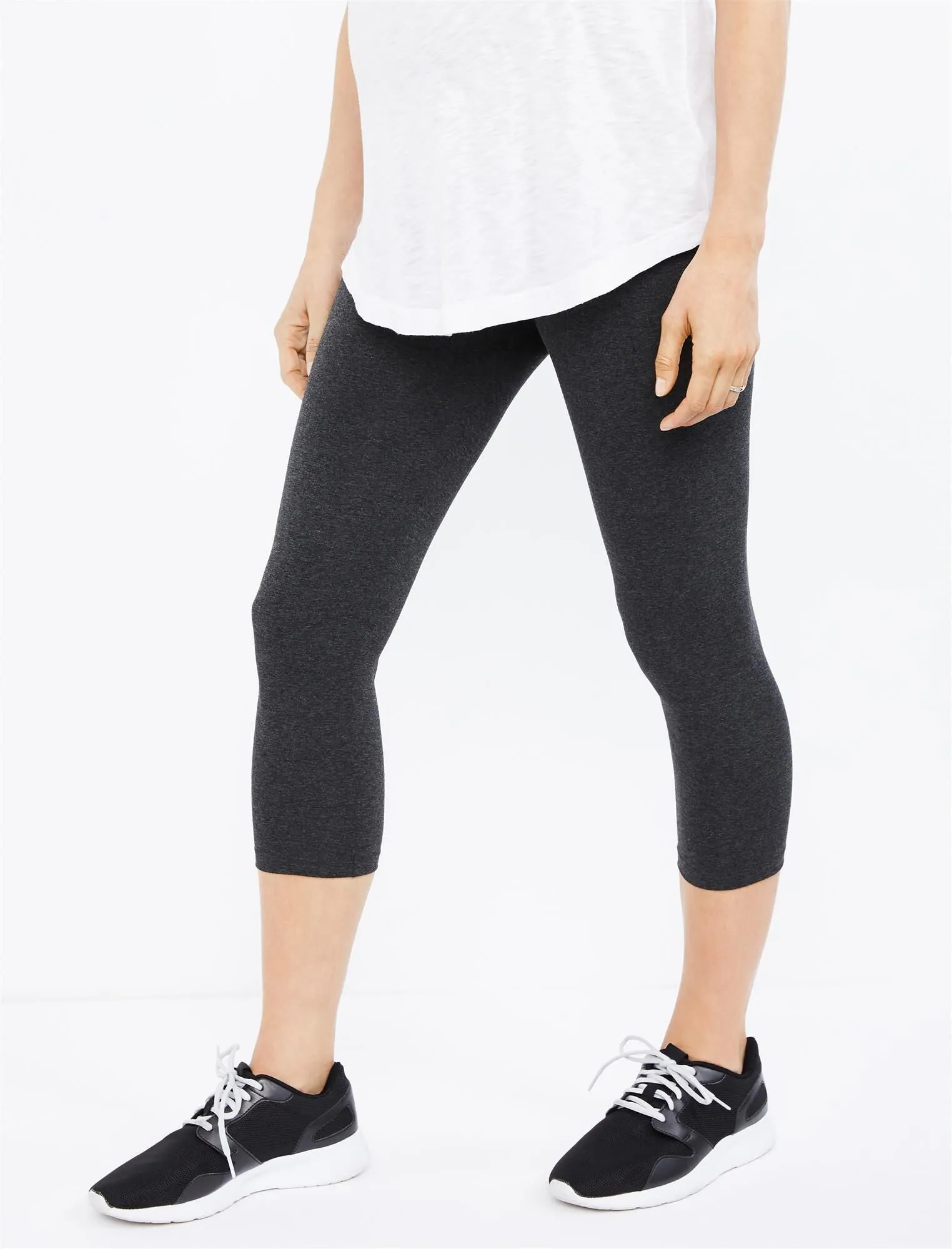 Luxe Essentials Secret Fit Belly Crop Maternity Leggings in Grey