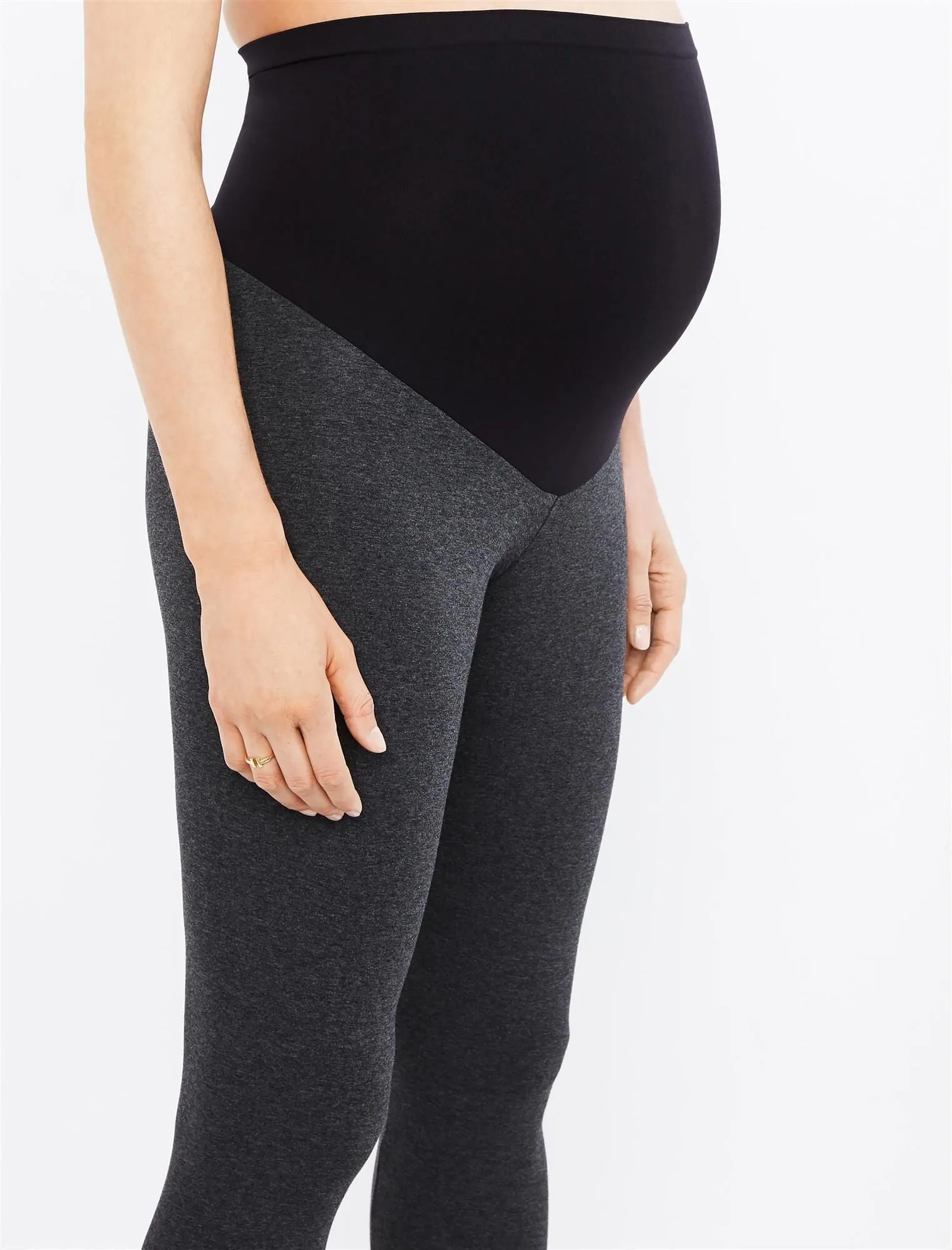 Luxe Essentials Secret Fit Belly Crop Maternity Leggings in Grey