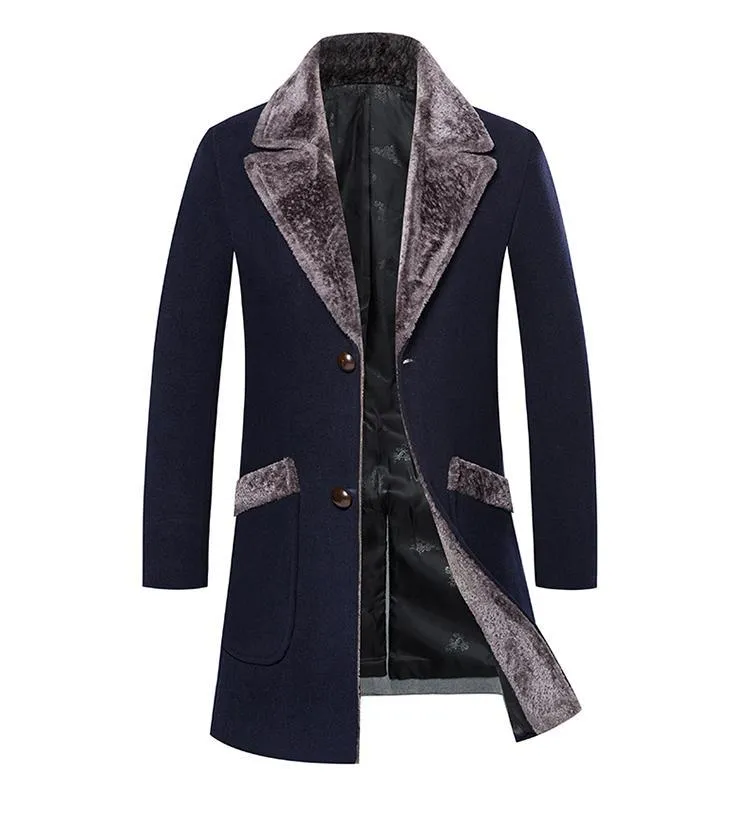 Luxury Woollen Fur Collar Long Coat