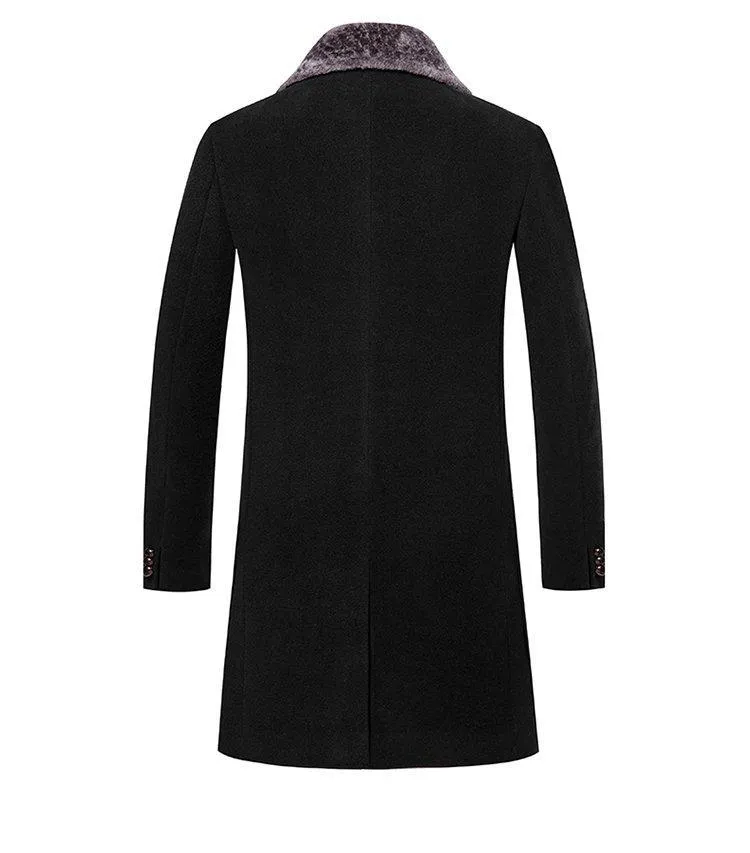 Luxury Woollen Fur Collar Long Coat