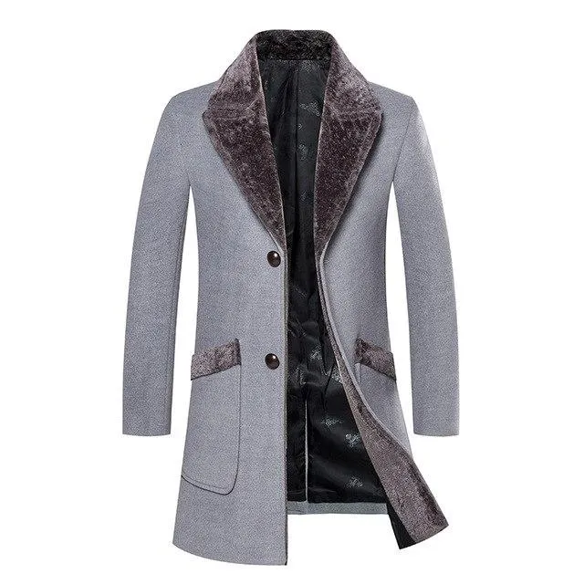 Luxury Woollen Fur Collar Long Coat