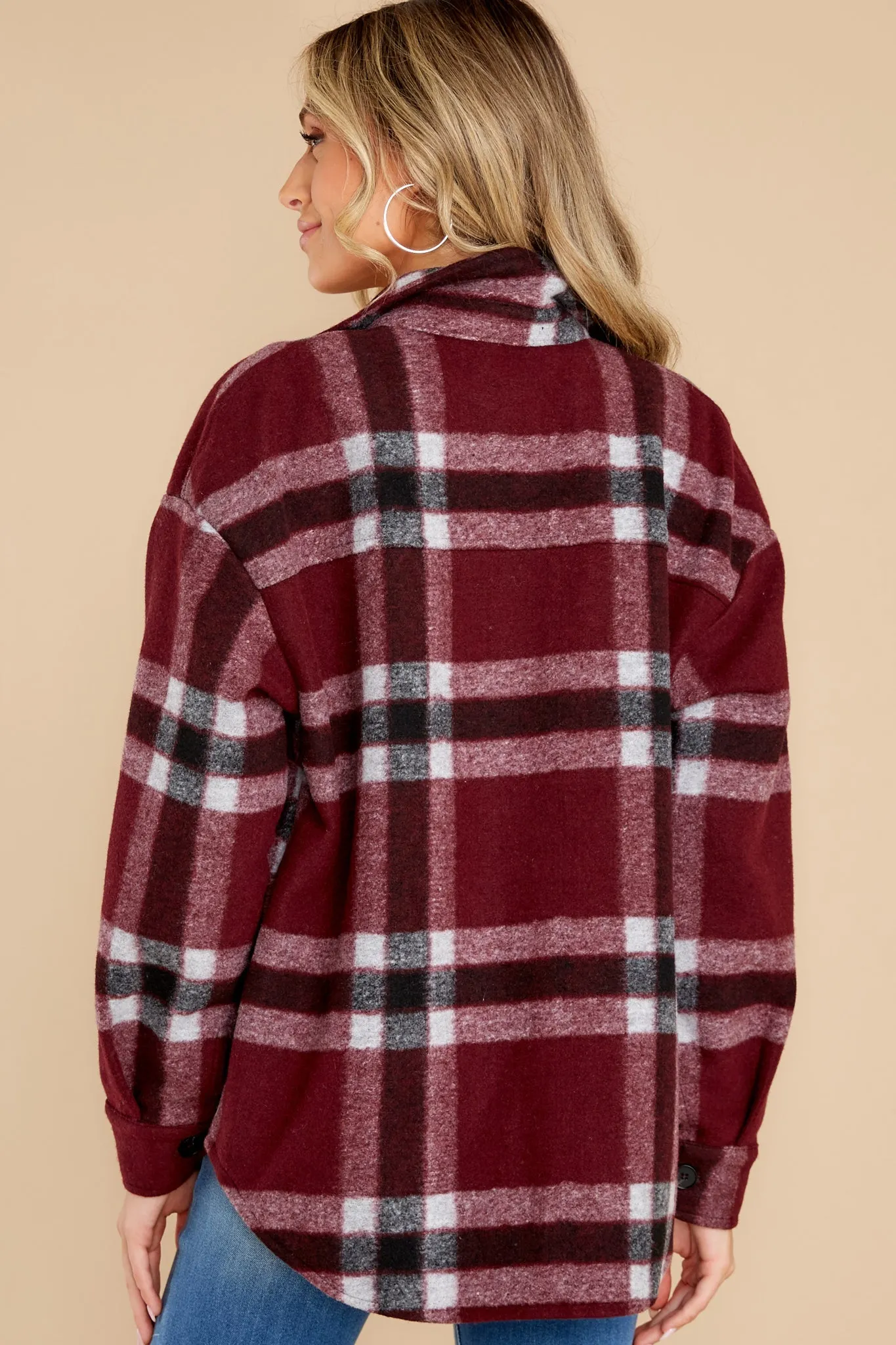 Made For Comfort Burgundy Plaid Shacket