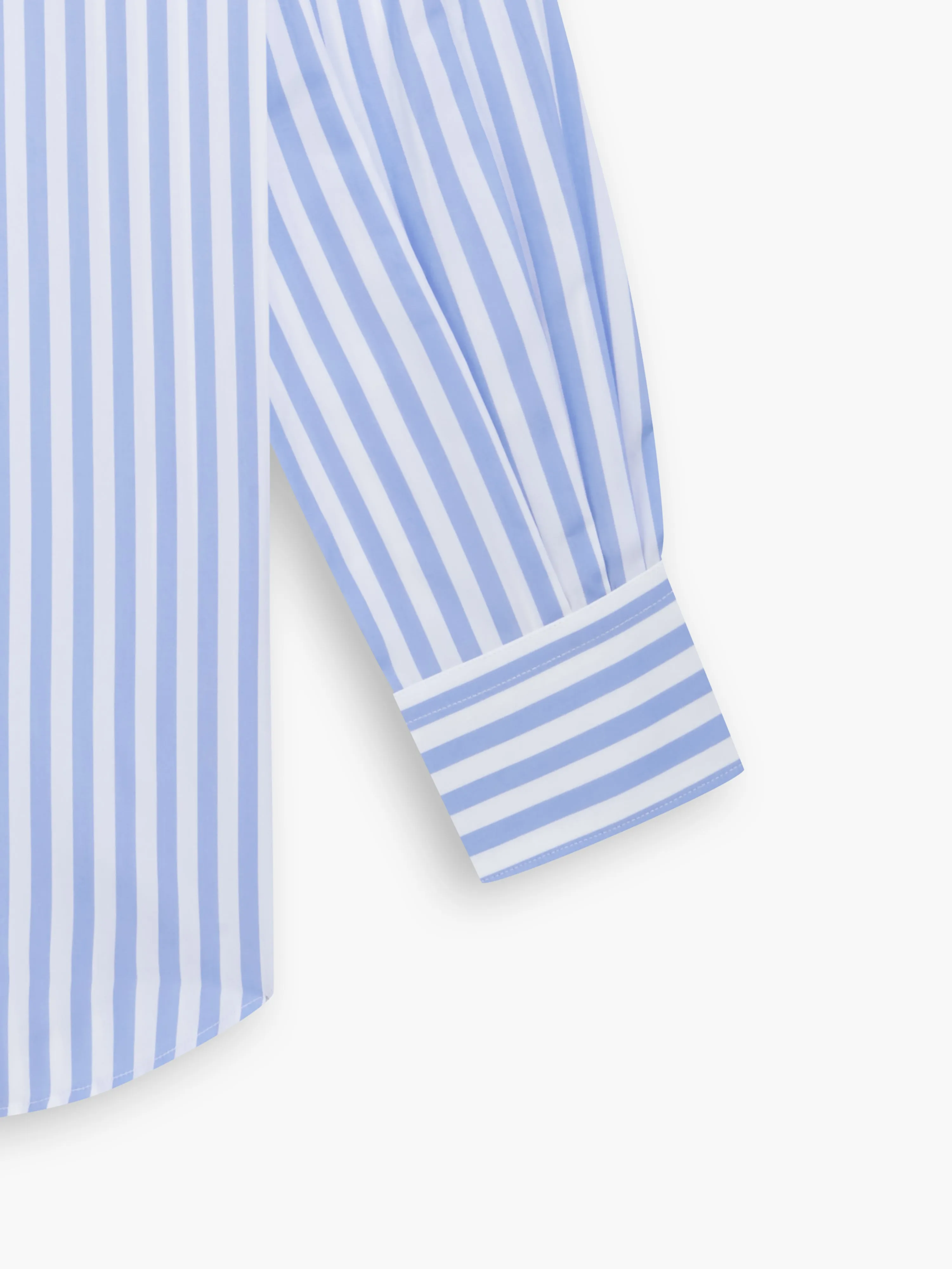 Max Cool Blue Awning Stripe Poplin Slim Fit Single Cuff Classic Collar Shirt