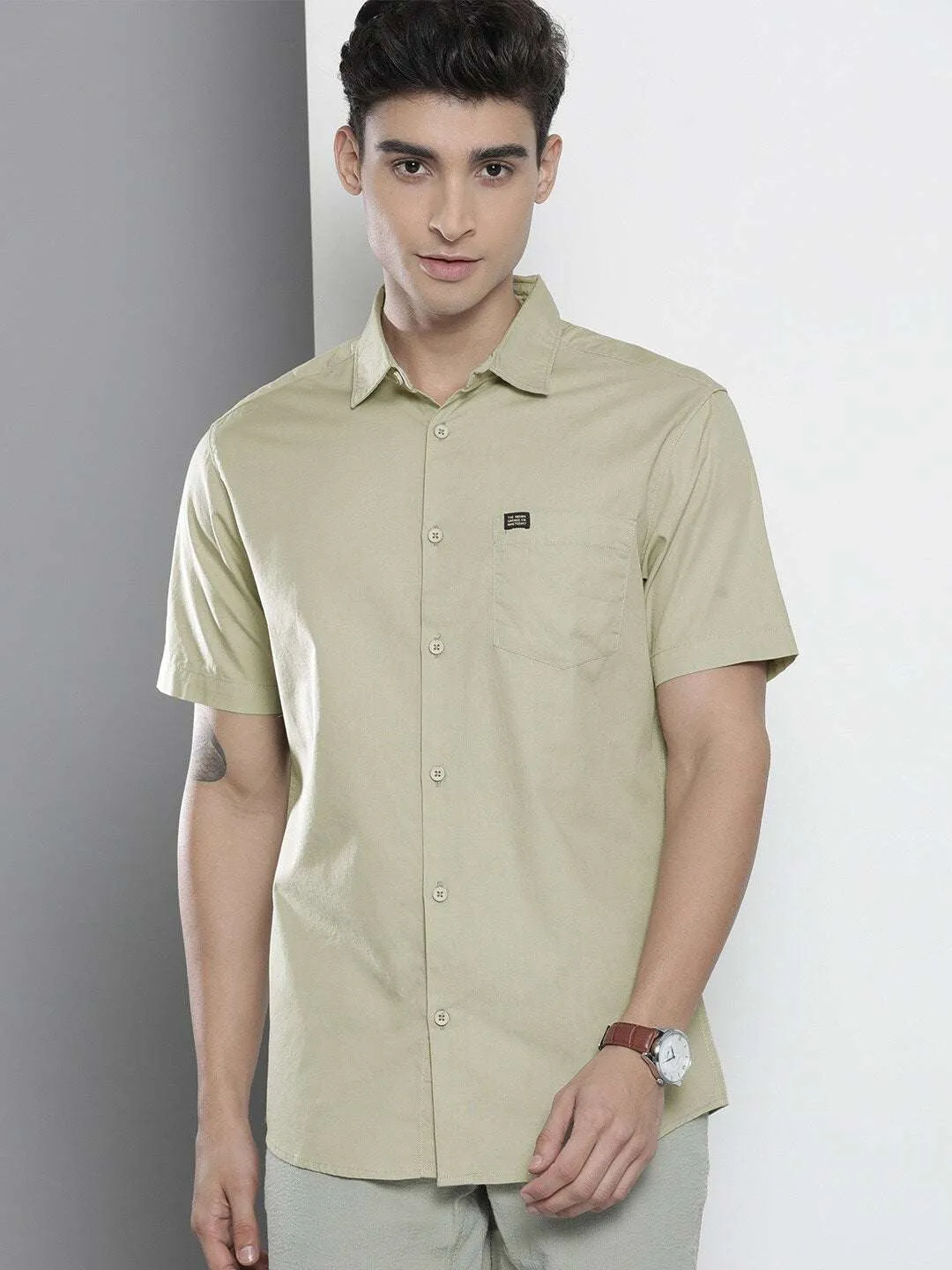 Men Back Printed Poplin Shirt