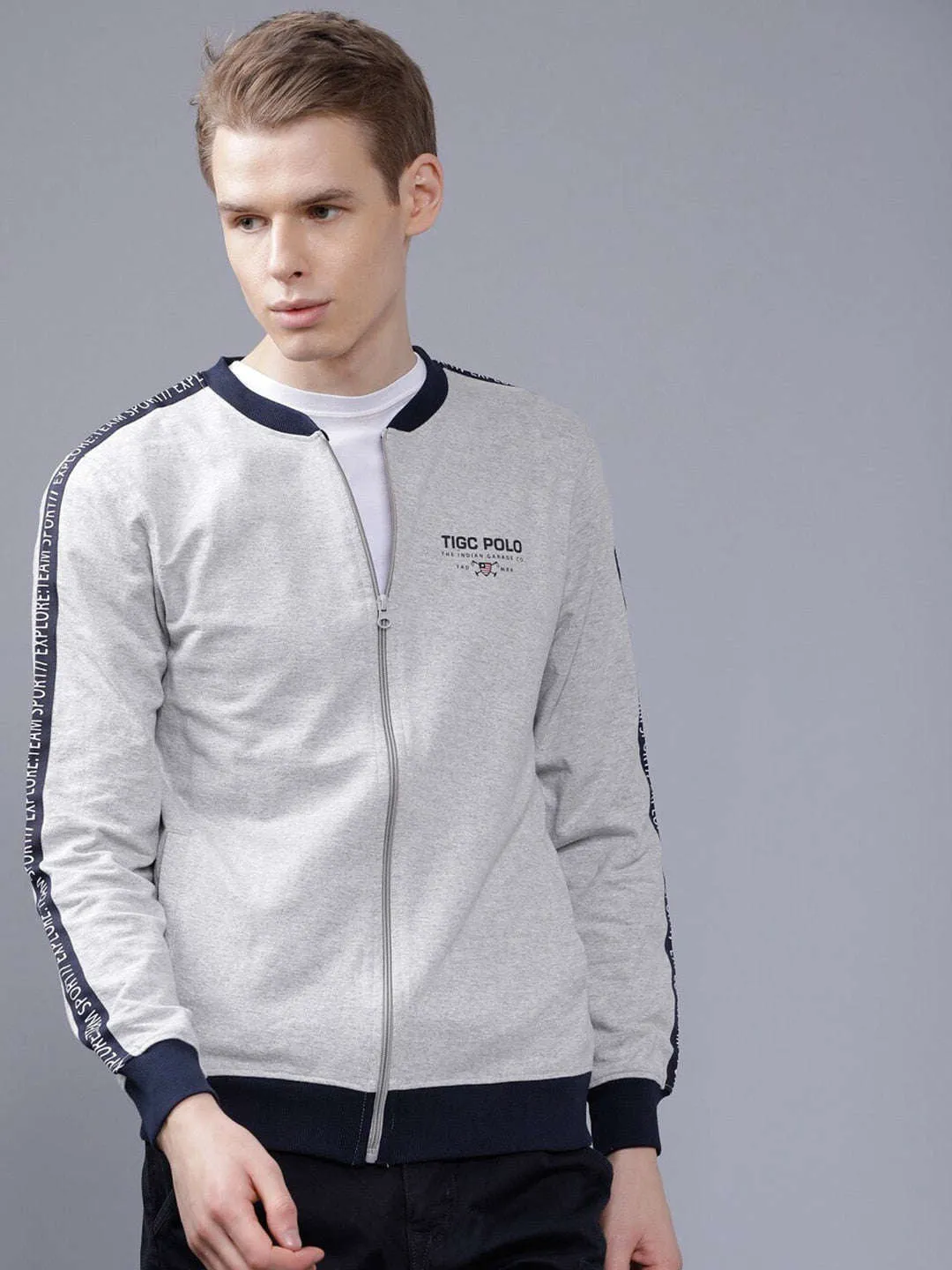 Men Baseball Collar Sweatshirt