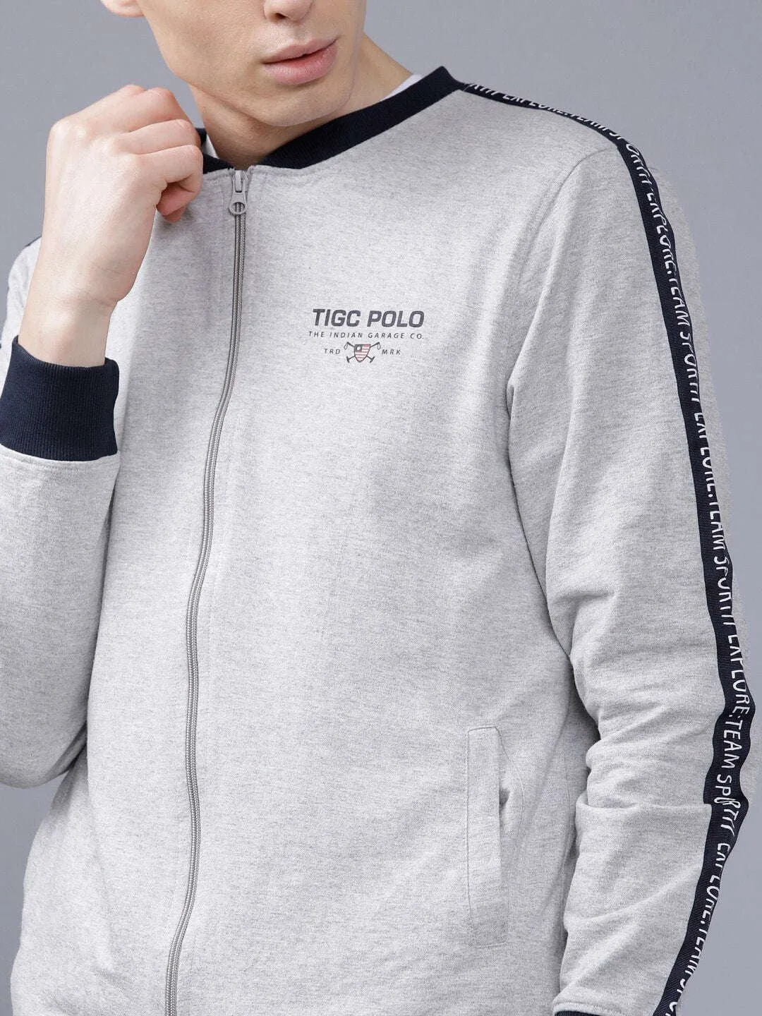 Men Baseball Collar Sweatshirt