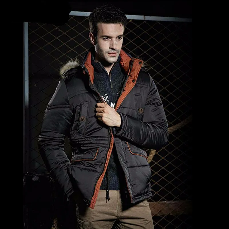 Men Thick Winter Jacket with Parka Hood