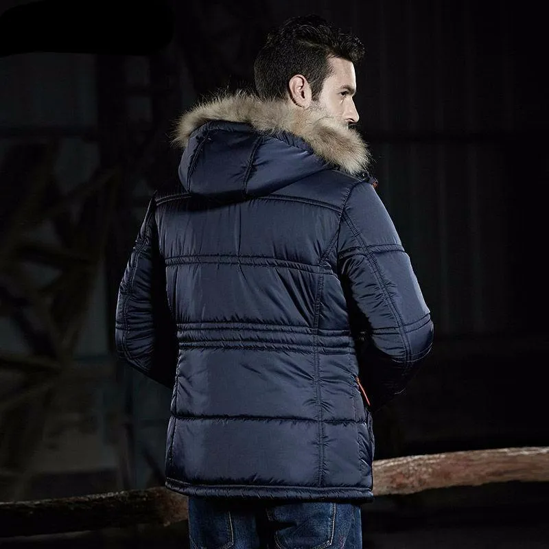 Men Thick Winter Jacket with Parka Hood