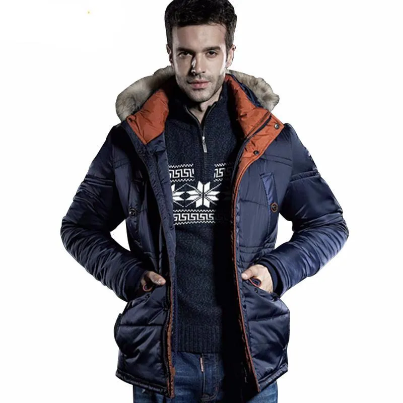 Men Thick Winter Jacket with Parka Hood