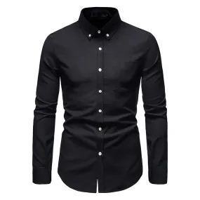 Men Turnover Collar Bicolor Long Sleeves Shirt