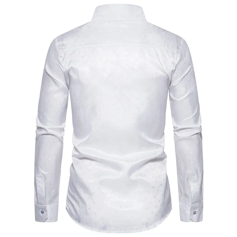 Men Turnover Collar Glossy Long Sleeves Shirt