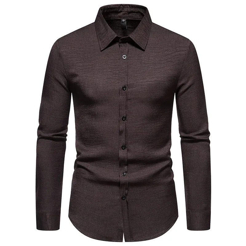 Men Turnover Collar Long Sleeves Shirt