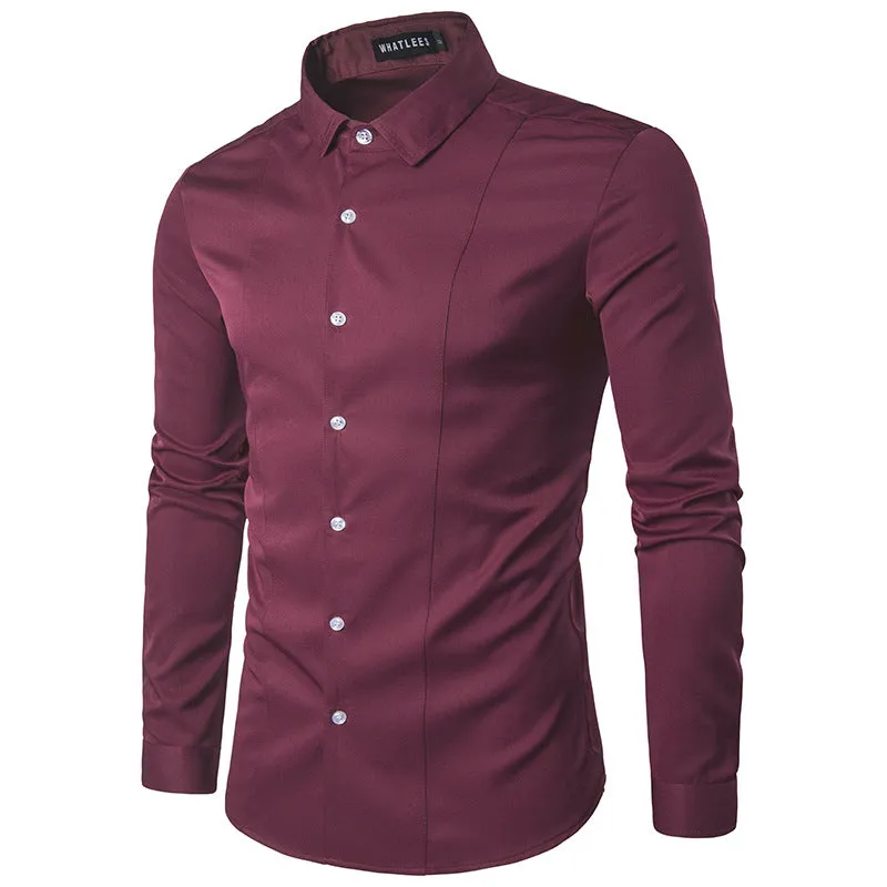 Men Turnover Collar Long Sleeves Shirt