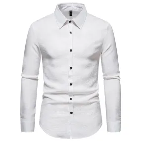 Men Turnover Collar Long Sleeves Shirt