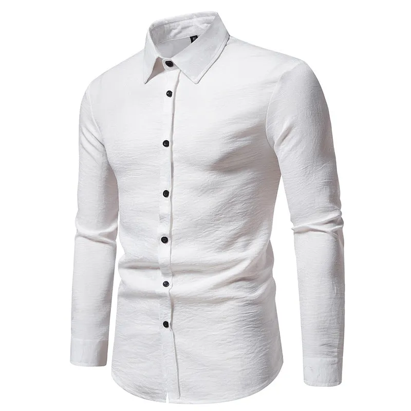 Men Turnover Collar Long Sleeves Shirt