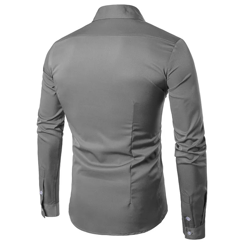 Men Turnover Collar Long Sleeves Shirt