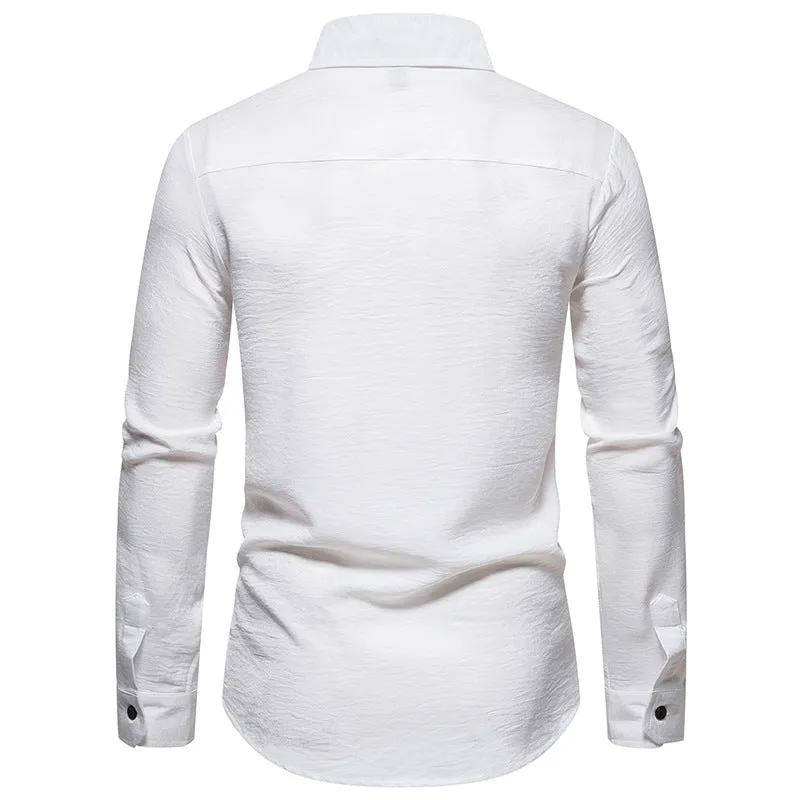 Men Turnover Collar Long Sleeves Shirt