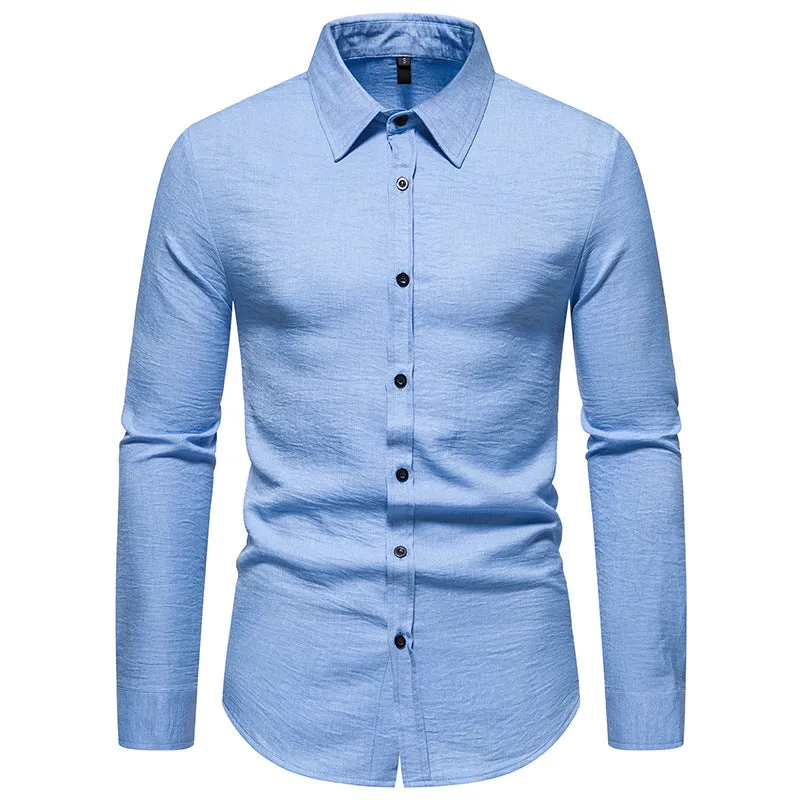 Men Turnover Collar Long Sleeves Shirt