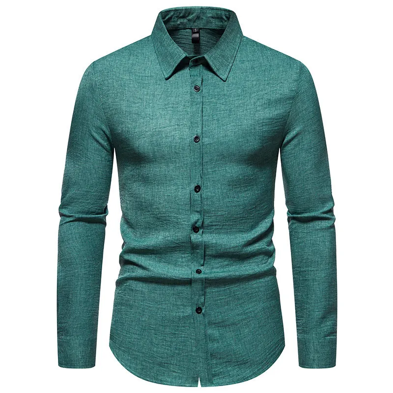 Men Turnover Collar Long Sleeves Shirt