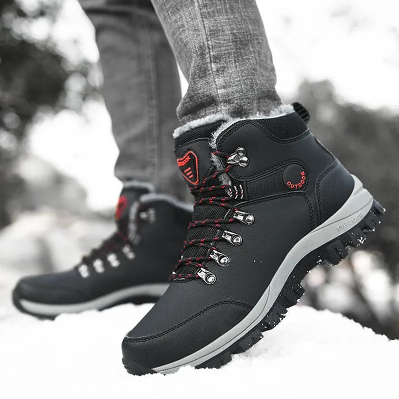 Men Waterproof Lace-Up Front Thermal Lined Hiking Boots