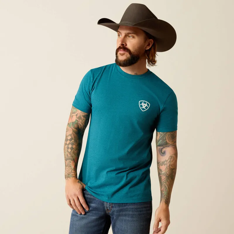 Men's Ariat Cyan Black Heather Stacks T-Shirt - 10052036