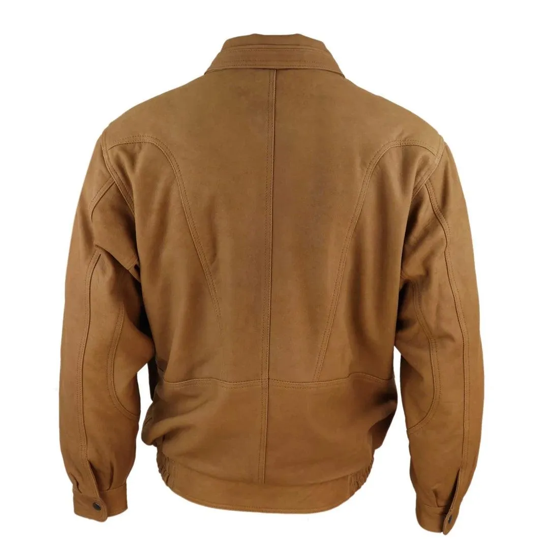 Mens Classic Bomber Black Nubuck Washed Brown Real Leather Jacket