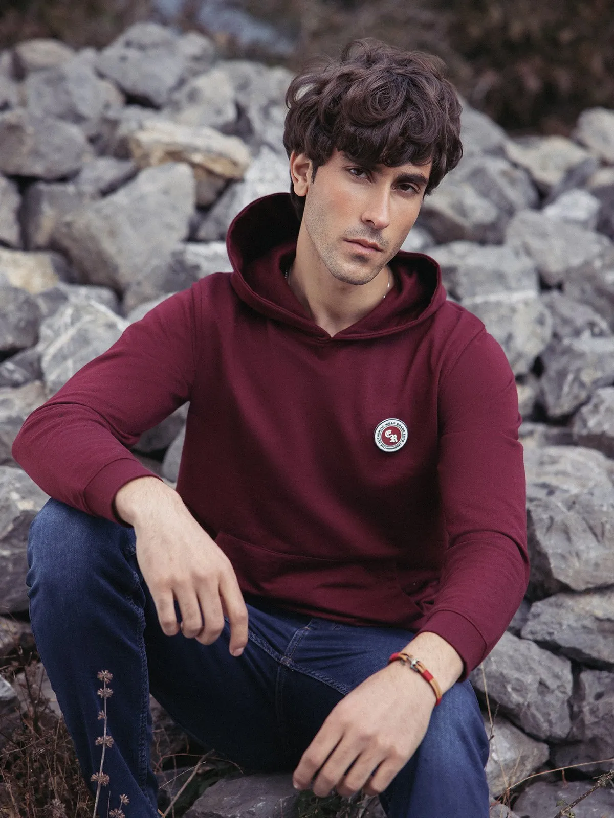 Men's Dark Maroon Hoodie - EMTH23-007