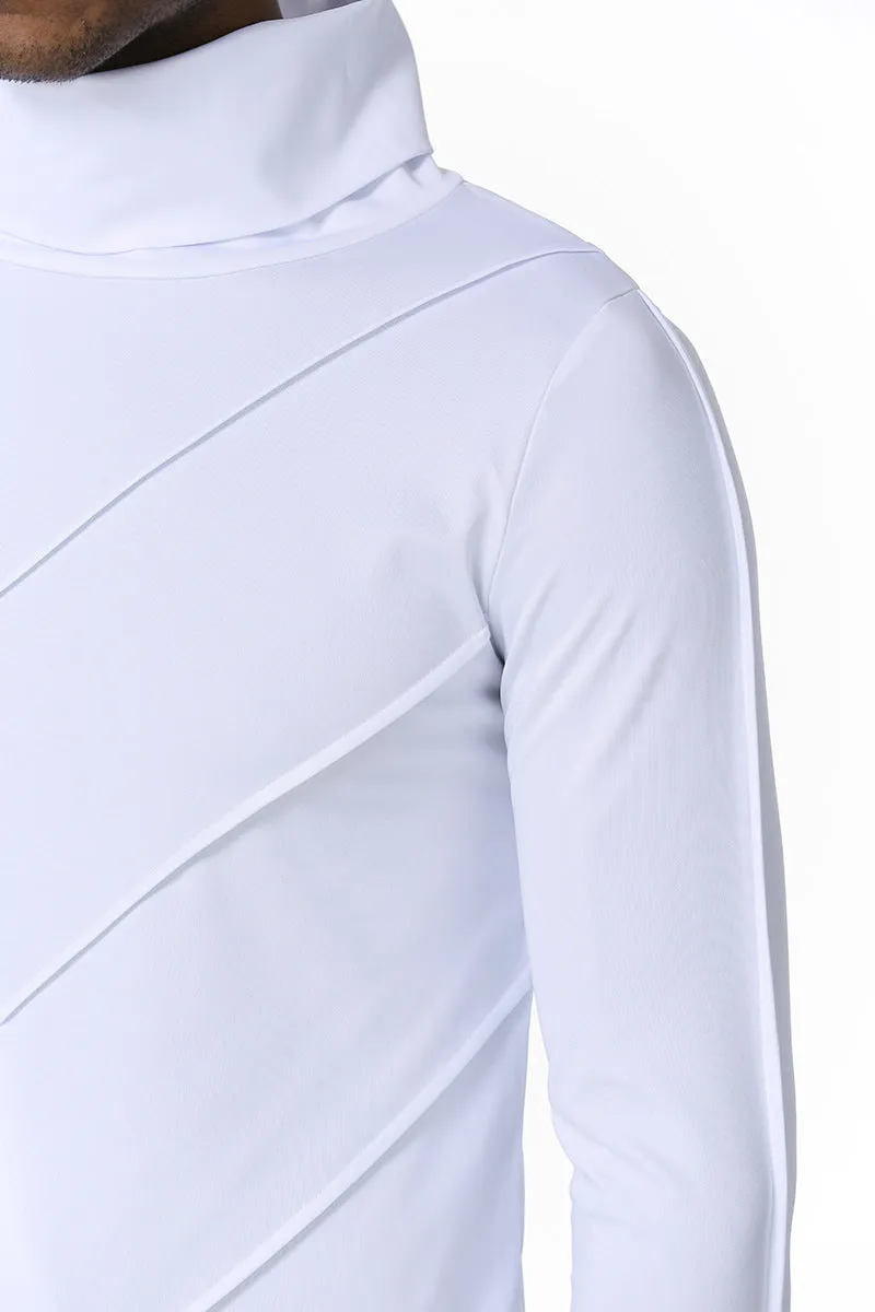 Men's Dark Slim Fit Turtle Neck Irregularity Long Sleeves T-shirt