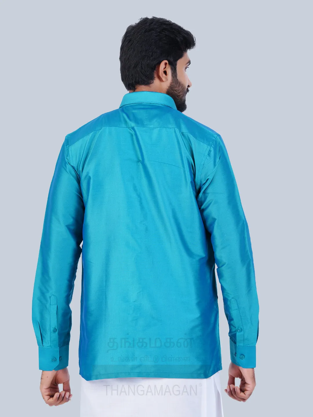 Men's Karishma Fullhand Shirt Only Dark Cyan  - Thangamagan