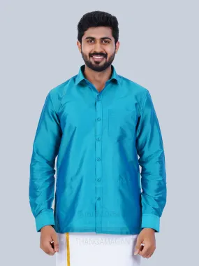 Men's Karishma Fullhand Shirt Only Dark Cyan  - Thangamagan