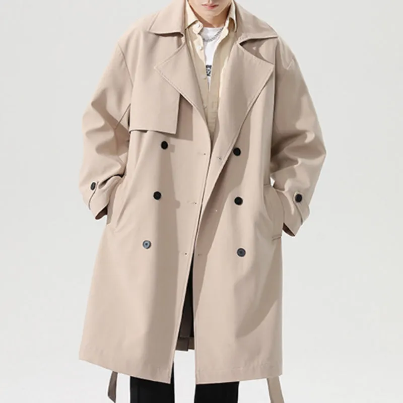 Men's Solid Color Loose Casual Mid Length Coat