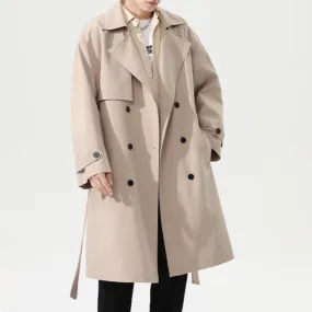 Men's Solid Color Loose Casual Mid Length Coat