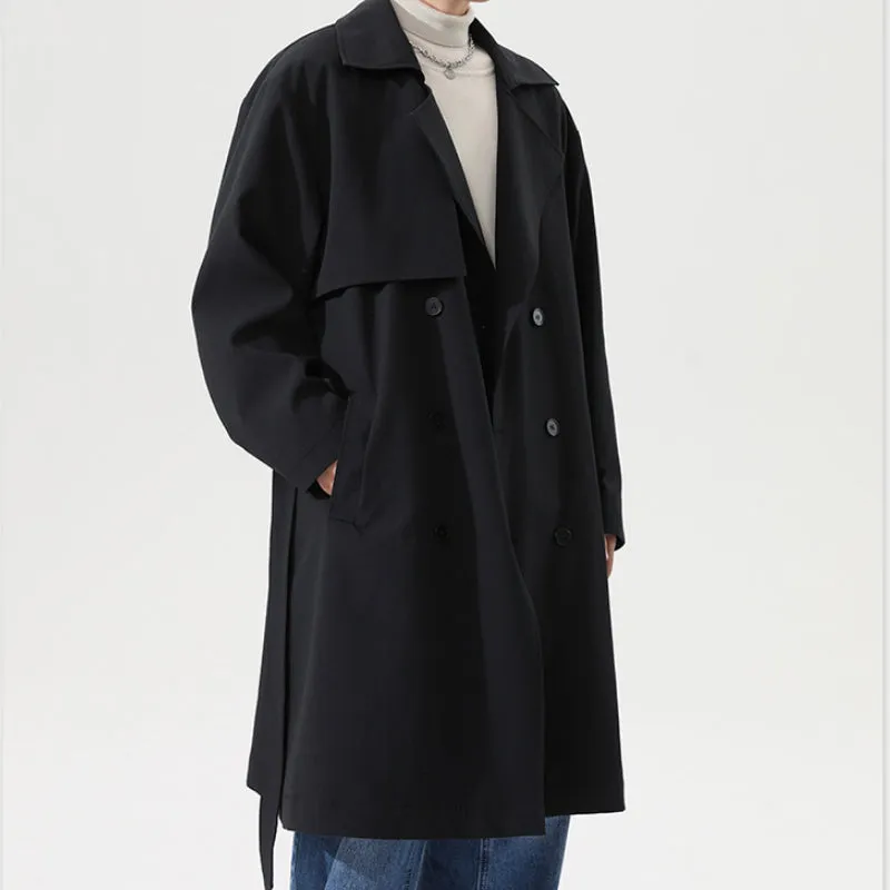 Men's Solid Color Loose Casual Mid Length Coat