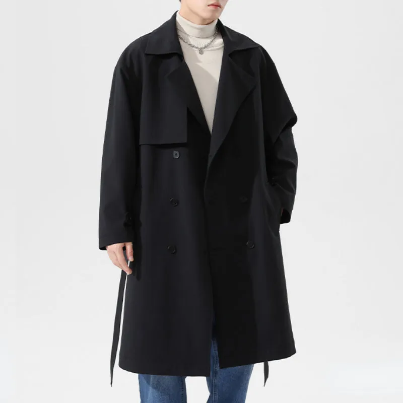 Men's Solid Color Loose Casual Mid Length Coat