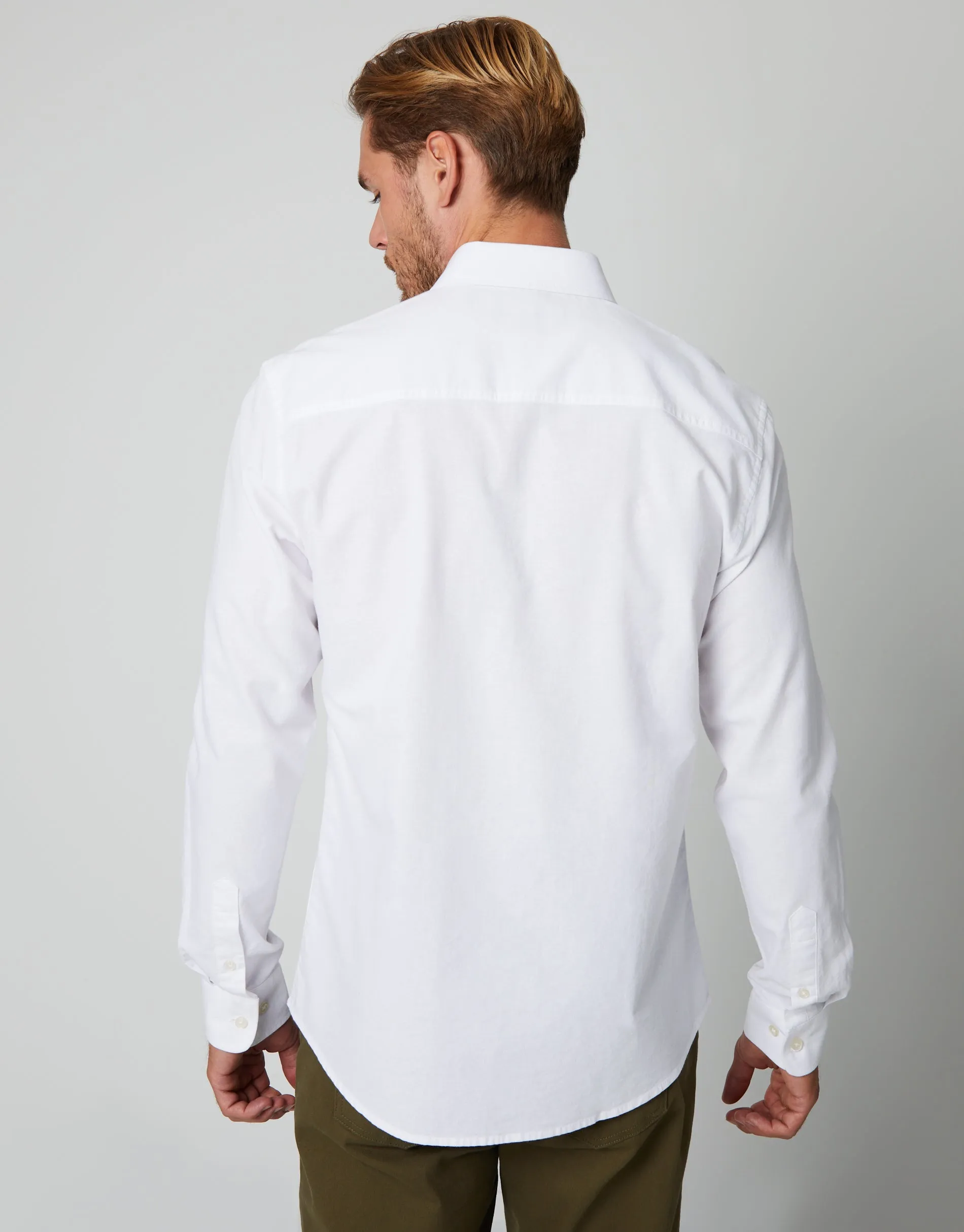 Men's White Cotton Long Sleeve Slim Fit Shirt