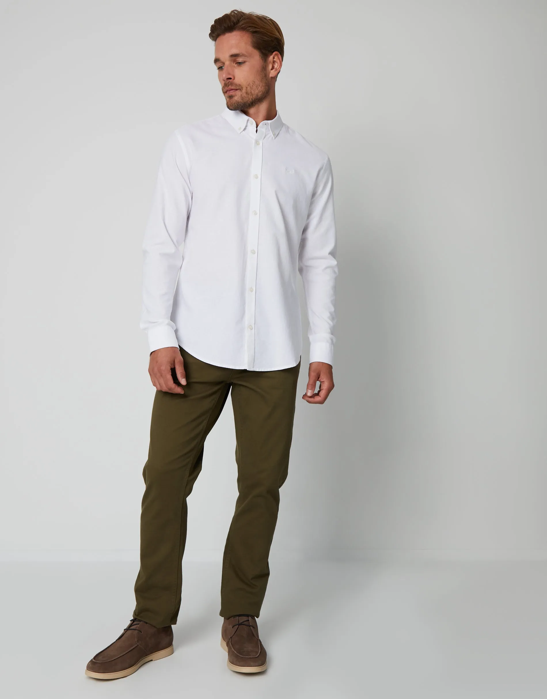 Men's White Cotton Long Sleeve Slim Fit Shirt